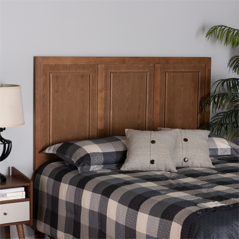 Pemberly Row Queen Size Headboard with Adjustable Height in Walnut Finish