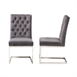 Pemberly Row 2-Piece Dining Chair Set with Gray Velvet Upholstery