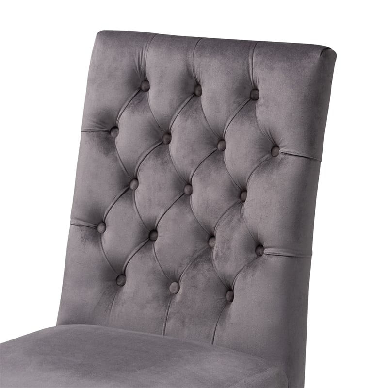 Pemberly Row 2-Piece Dining Chair Set with Gray Velvet Upholstery
