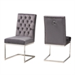 Pemberly Row 2-Piece Dining Chair Set with Gray Velvet Upholstery