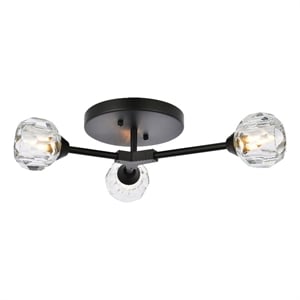 Pemberly Row 3-Light Modern Crystal Flush Mount in Black