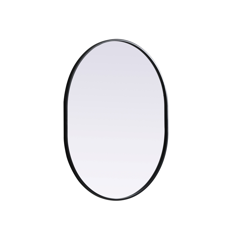 Pemberly Row Oval MDF Wood Mirror with Black Finish 30x36