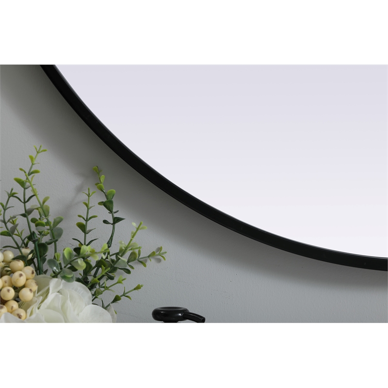 Pemberly Row Oval MDF Wood Mirror with Black Finish 30x36