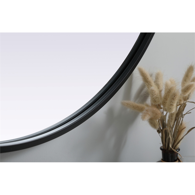Pemberly Row Oval MDF Wood Mirror with Black Finish 30x36