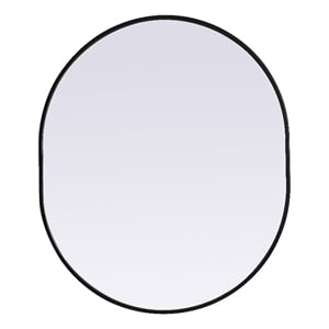 Pemberly Row Oval MDF Wood Mirror with Black Finish 30x36&quot