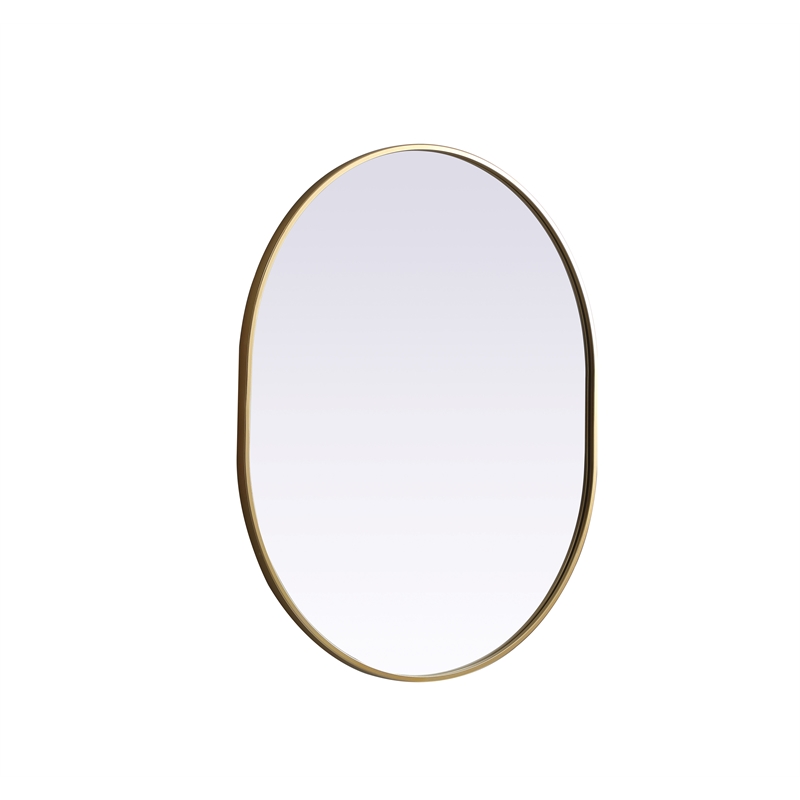 Pemberly Row Oval MDF Wood Mirror with Brass Finish 30x36