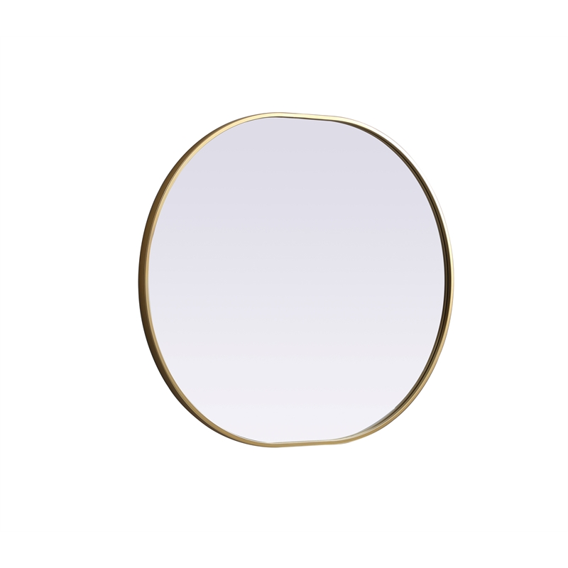 Pemberly Row Oval MDF Wood Mirror with Brass Finish 30x36