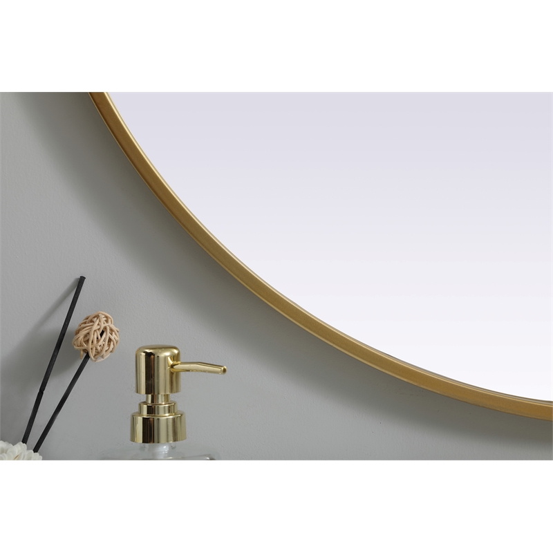 Pemberly Row Oval MDF Wood Mirror with Brass Finish 30x36