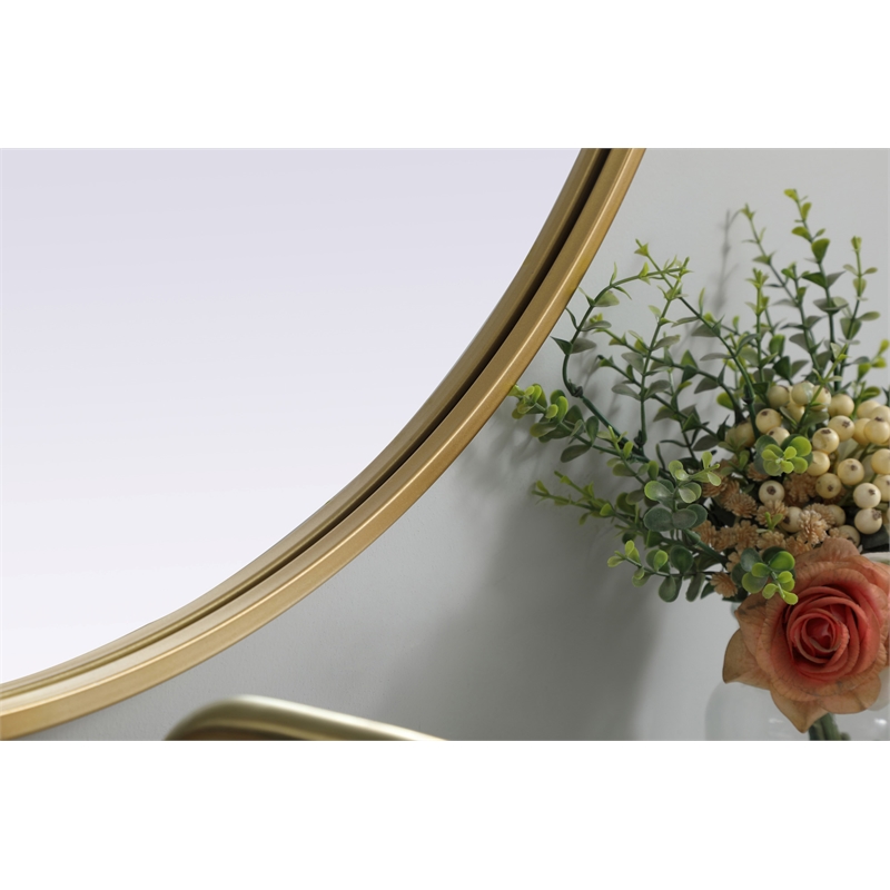 Pemberly Row Oval MDF Wood Mirror with Brass Finish 30x36