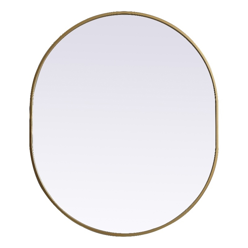 Pemberly Row Oval MDF Wood Mirror with Brass Finish 30x36