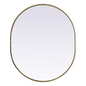 Pemberly Row Oval MDF Wood Mirror with Brass Finish 30x36&quot
