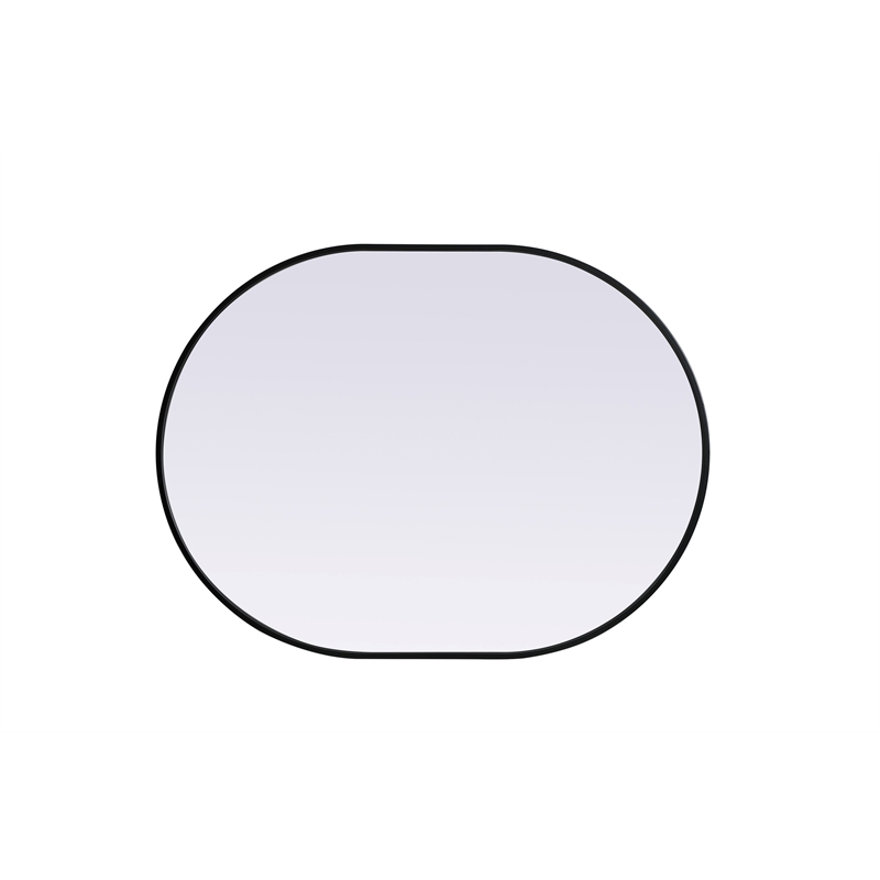 Pemberly Row Oval MDF Wood Mirror with Black Finish 30x40