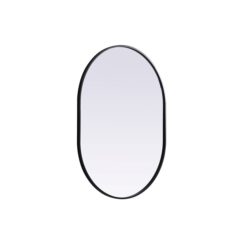 Pemberly Row Oval MDF Wood Mirror with Black Finish 30x40