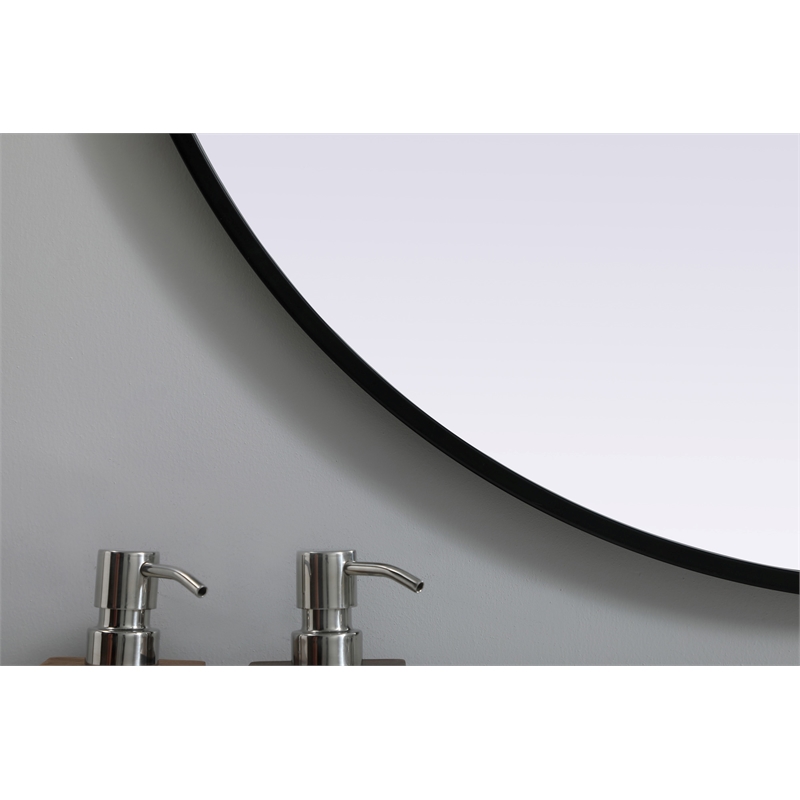Pemberly Row Oval MDF Wood Mirror with Black Finish 30x40