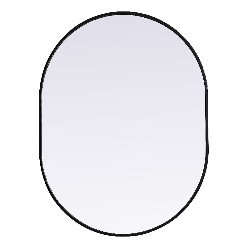 Pemberly Row Oval MDF Wood Mirror with Black Finish 30x40