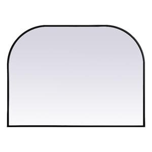 Pemberly Row 40x30&quot Arch Wall Mirror MDF Wood & Iron Frame in Black