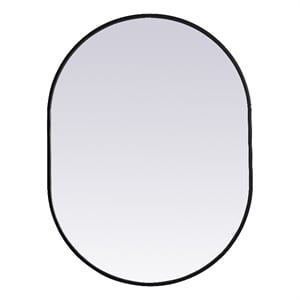 Pemberly Row 27x36&quot Oval Wall Mirror with Iron Frame in Black