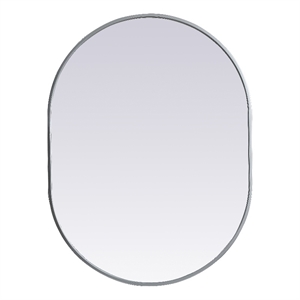 Pemberly Row 27x36&quot Oval Wall Mirror with Iron Frame in Silver