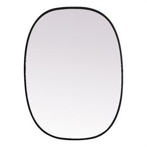 Pemberly Row 27x36&quot Oval Modern MDF Wood and Iron Mirror in Black