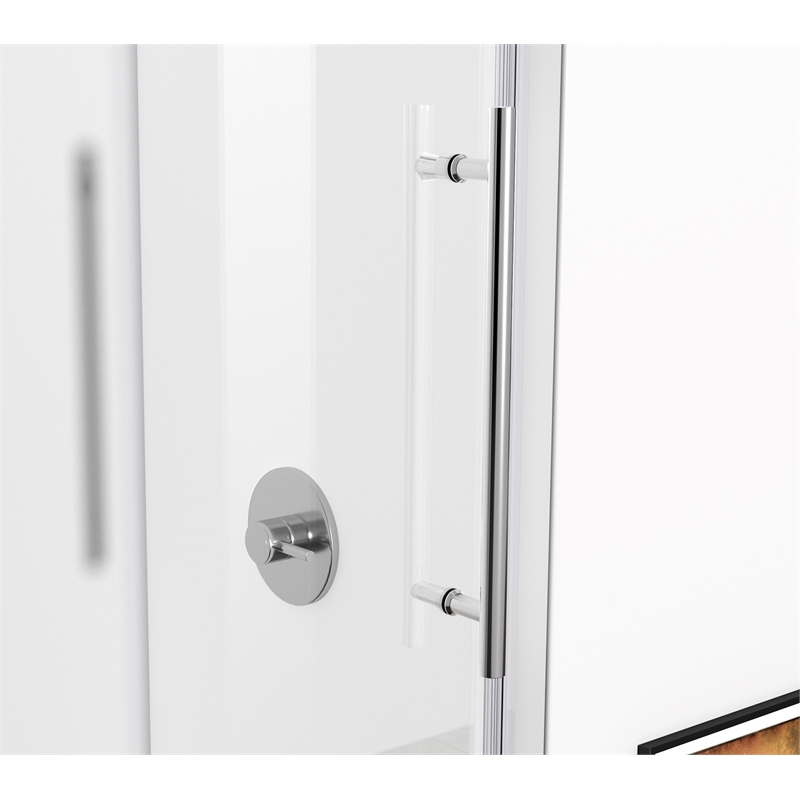 Pemberly Row Stainless Steel Frameless Shower Door in Chrome 48
