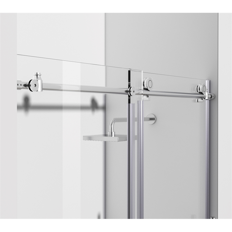 Pemberly Row Stainless Steel Frameless Shower Door in Chrome 48