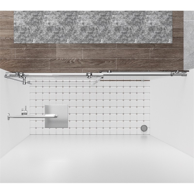 Pemberly Row Stainless Steel Frameless Shower Door in Chrome 48