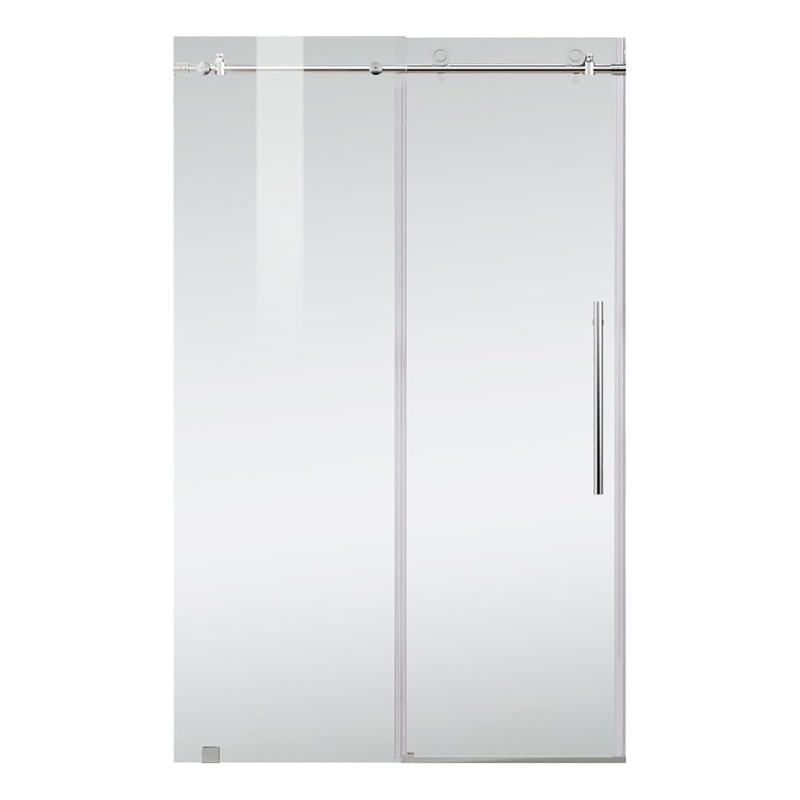 Pemberly Row Stainless Steel Frameless Shower Door in Chrome 48