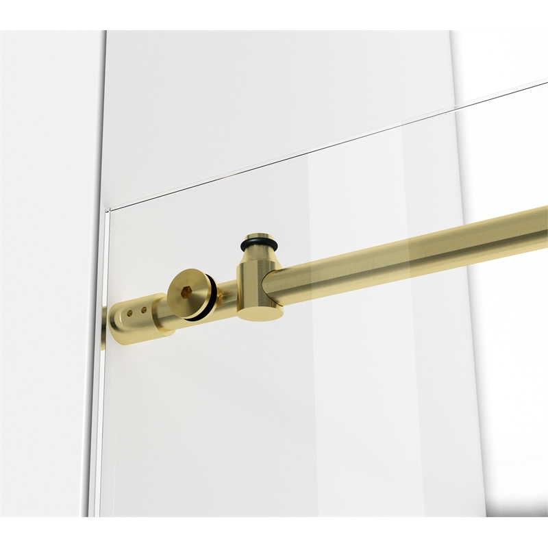 Pemberly Row Stainless Steel Frameless Shower Door in Brushed Gold 48