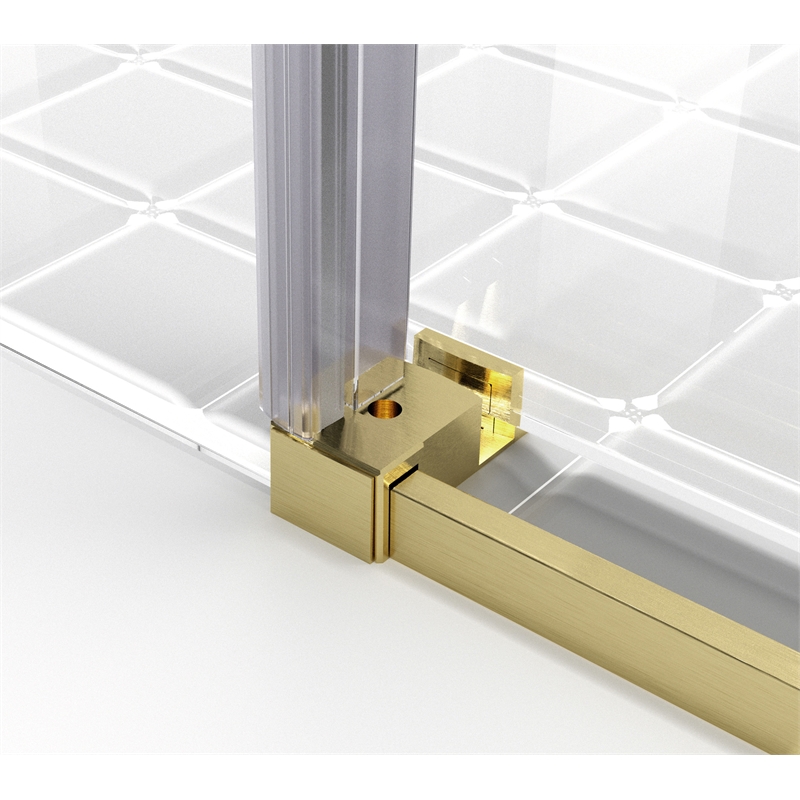 Pemberly Row Stainless Steel Frameless Shower Door in Brushed Gold 48