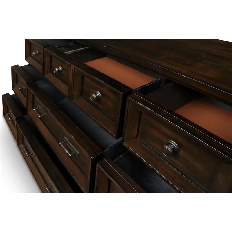Pemberly Row 4-Piece Queen Bedroom Set in Walnut Finish with Nightstand