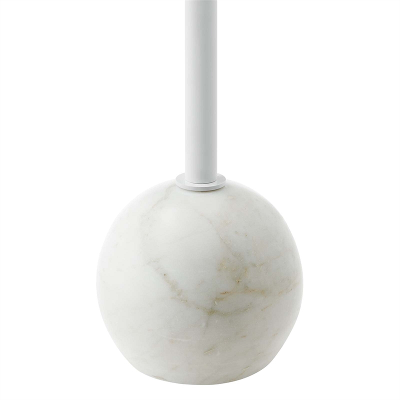 Pemberly Row Side Table Round Iron Metal and Marble White Finish