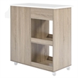Pemberly Row Culinary Kitchen Cart with Spice Rack in Oak and White