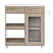 Pemberly Row Culinary Kitchen Cart with Spice Rack in Oak and White