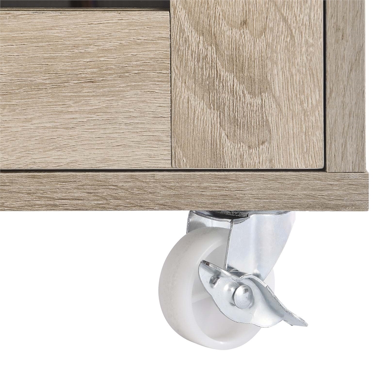 Pemberly Row Culinary Kitchen Cart with Spice Rack in Oak and White
