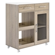 Pemberly Row Culinary Kitchen Cart with Spice Rack in Oak and White