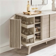 Pemberly Row Modern Sideboard with Sliding Doors in Oak