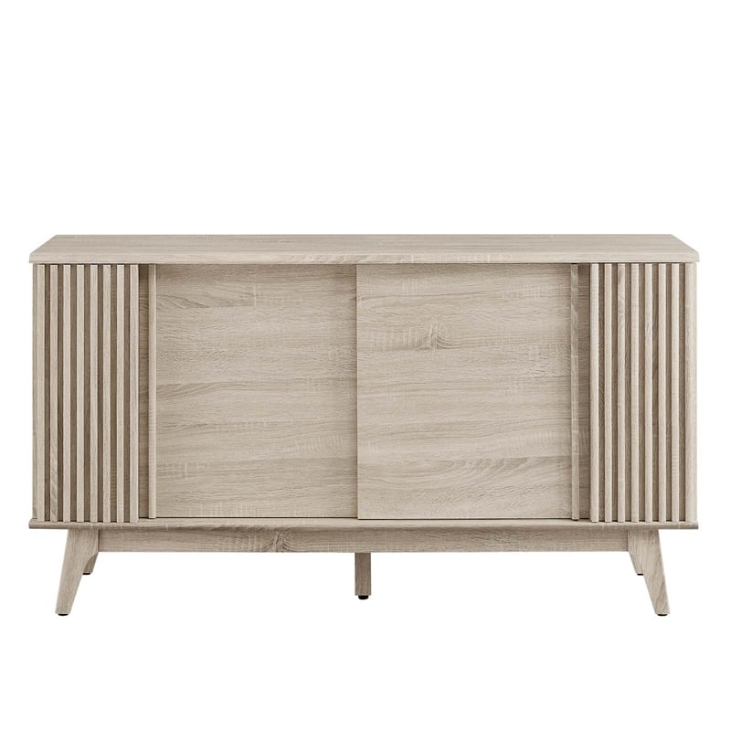 Pemberly Row Modern Sideboard with Sliding Doors in Oak