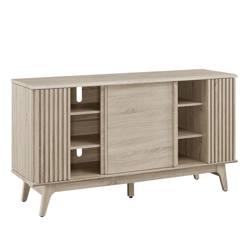 Pemberly Row Modern Sideboard with Sliding Doors in Oak
