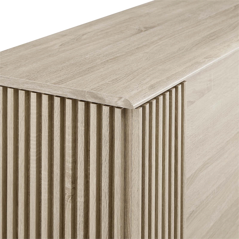 Pemberly Row Modern Sideboard with Sliding Doors in Oak