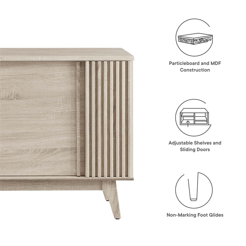 Pemberly Row Modern Sideboard with Sliding Doors in Oak