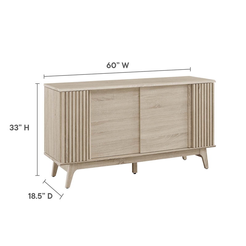 Pemberly Row Modern Sideboard with Sliding Doors in Oak