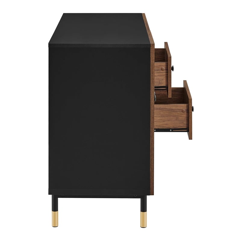 Pemberly Row Modern Wood Storage Cabinet Sideboard in Black Walnut