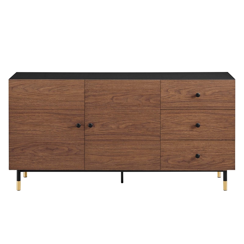 Pemberly Row Modern Wood Storage Cabinet Sideboard in Black Walnut