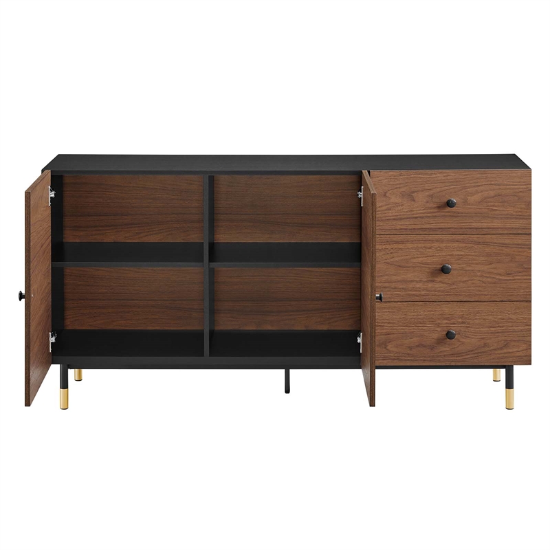 Pemberly Row Modern Wood Storage Cabinet Sideboard in Black Walnut