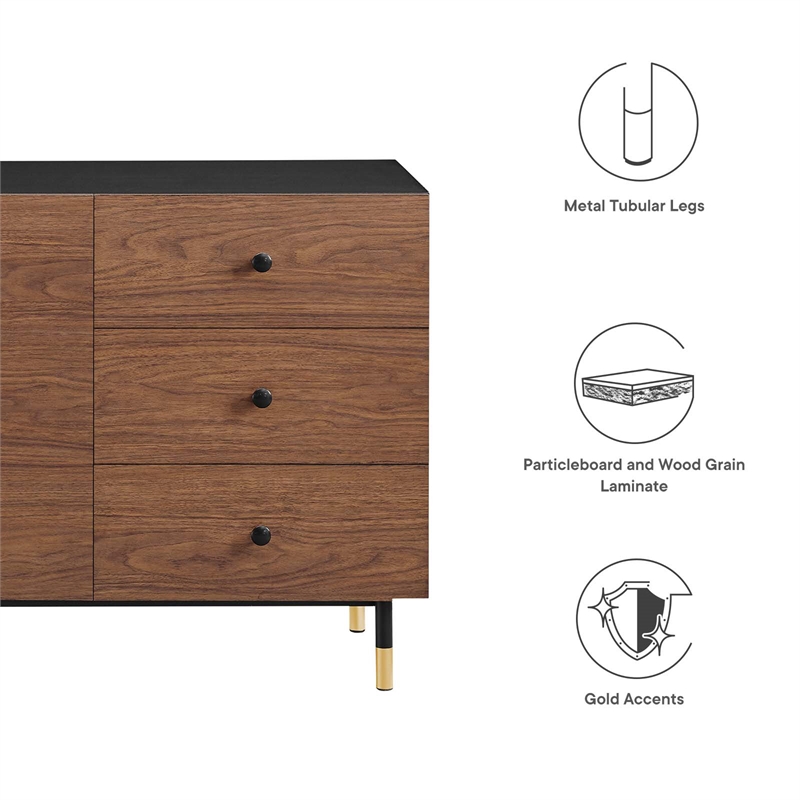 Pemberly Row Modern Wood Storage Cabinet Sideboard in Black Walnut