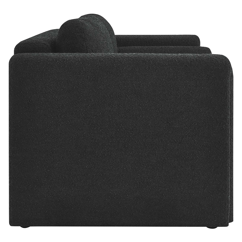 Pemberly Row Upholstered Boucle Fabric Loveseat with Pocket Coils in Black