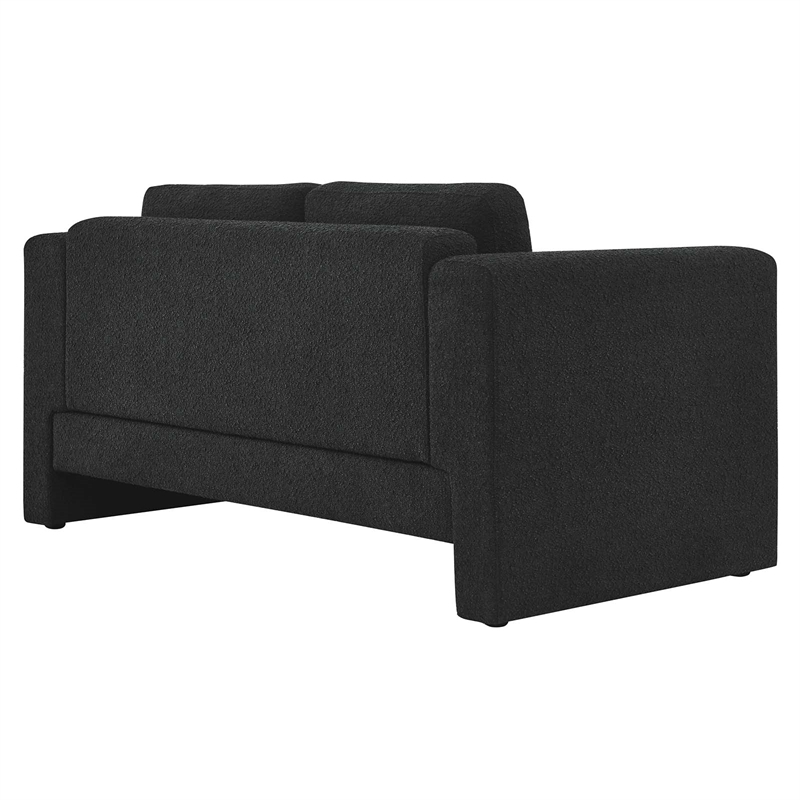 Pemberly Row Upholstered Boucle Fabric Loveseat with Pocket Coils in Black