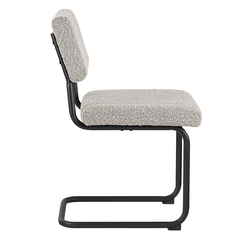 Pemberly Row Dining Side Chair Set of 2 with Boucle Fabric in Taupe