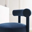 Pemberly Row Velvet Counter Stool in Navy and Gold with Dense Foam Padding