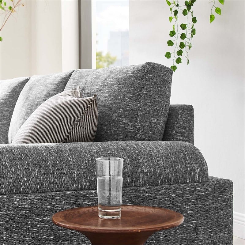 Pemberly Row Upholstered Fabric Sofa with Bolster Armrests in Gray